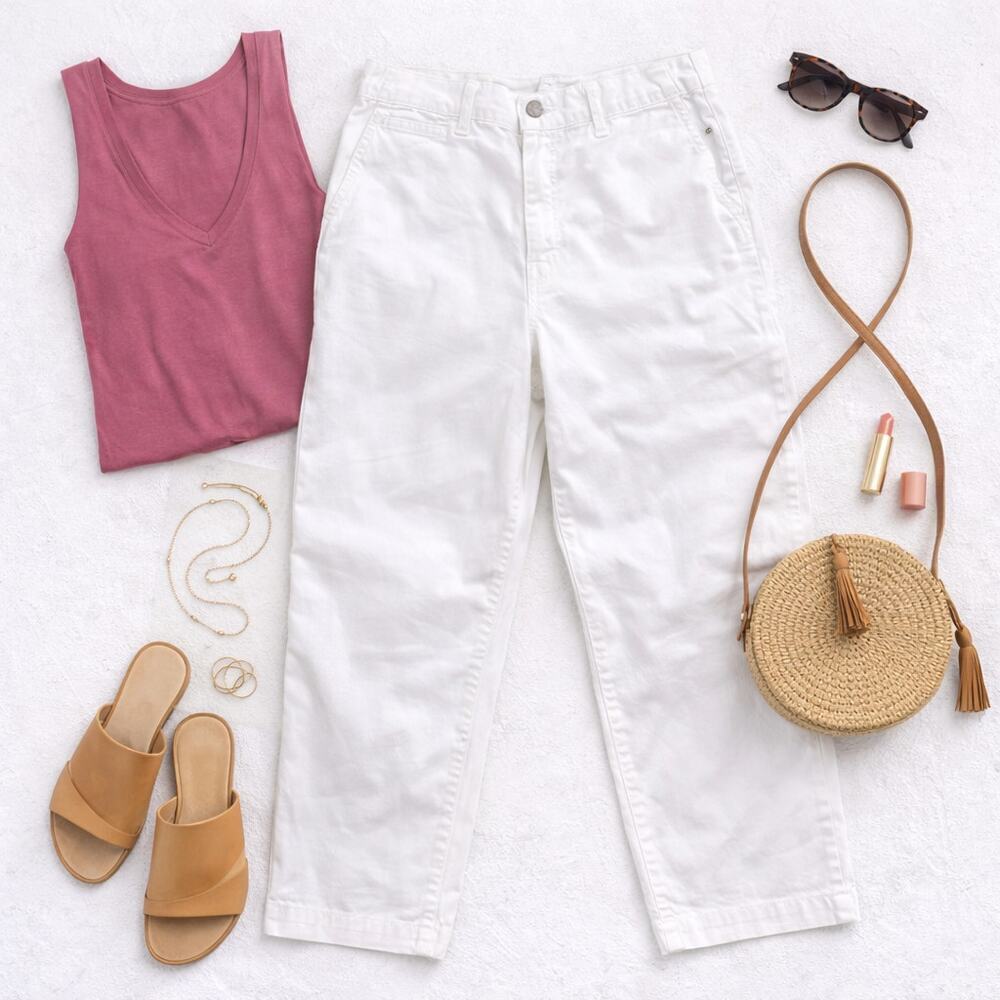 Gap White Cropped Straight Jeans High Rise Cotton Sz 16 - Picture 2 of 7